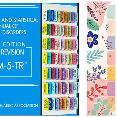 Imagem de Guias de índice para DSM-5-TR, DSM-5, funciona para a versão mais recente do DSM-V-TR 2022, 18 abas em branco incluídas, codificadas por cores e laminadas, com guia de alinhamento - cores sólidas