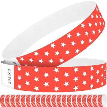 Imagem de WM infinite Pulseiras de papel neon estrelas vermelhas para eventos, 1000 unidades de pulseiras de papel de 0,9 cm para entrada de eventos, festivais, festas, clubes (vermelho neon estrela, 1000)