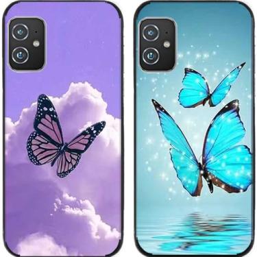 Imagem de 2 peças borboleta voadora TPU gel silicone capa de telefone traseira para Asus Zenfone 8/9 / 10 (Asus Zenfone 8)