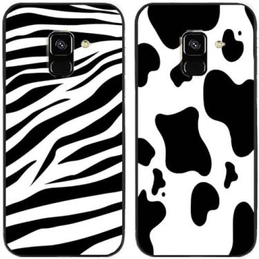 Imagem de 2 peças zebra vaca leite impresso TPU gel silicone capa de telefone traseira para Samsung Galaxy todas as séries (Galaxy A5 2018 / A8 2018)