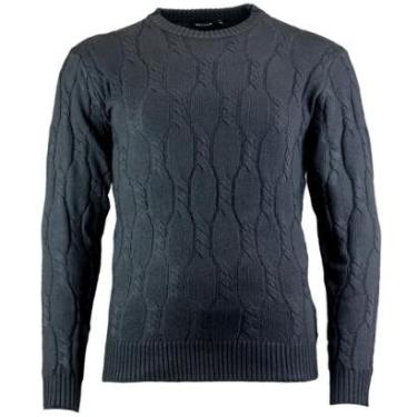 Imagem de Suéter Delkor Tricot Preto Texturizado Masculino Plus Size-Masculino