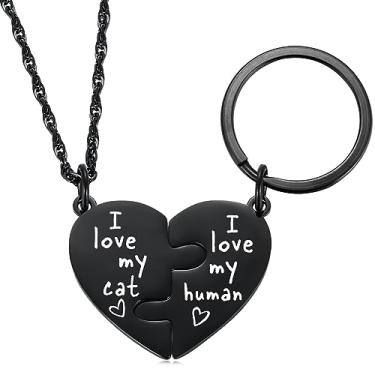 Imagem de Ralukiia Best Friends Cat Dog Owner Friendship Love Colar e Colar Charmoso Conjunto de Presente Cat Dog BFF para 2, Amantes de Animais de Estimação, Medium, Metal, Sem Pedra Preciosa