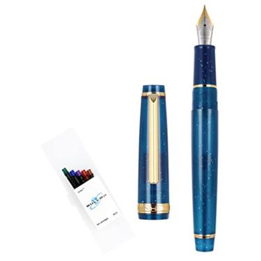 Imagem de Gullor Caneta-tinteiro fluorescente transparente, resina, com conversor, cartuchos de tinta multicoloridos, caixa de presente, ponta fina