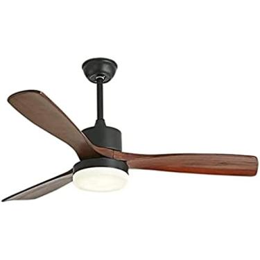 Imagem de Ventiladores de teto de madeira com controle remoto de luzes, ventilador de teto externo, luz LED regulável com 3 velocidades de vento, motor silencioso e 3 lâminas de madeira, preto, 4,25 p