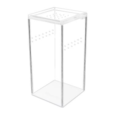 Imagem de ZUDKSUY Caixa de acrílico terrário 7,5 cm x 7,5 cm x 15 cm Caixa de répteis em miniatura transparente habitat para répteis para invertebrados