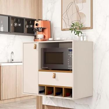 Imagem de JM Casa dos Móveis, Armário Balcão Cozinha Suspenso com Adega cor Off White/Nature - JM Casa dos Móveis