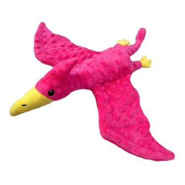 Imagem de HNQTJJS Brinquedos Squeaky Dog Toys Brinquedo de pelúcia com papel enrugado durável para mastigar para cães pequenos, médios e grandes, pterodáctilo, rosa-choque