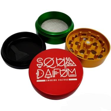 Imagem de Dichavador Triturador De Metal 4 Partes Squadafum Linha Premium Pro Future Grande (Preto Vermelho Verde Amarelo Future 4 Partes 5,6cm)