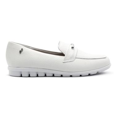 Imagem de Loafer Usaflex Feminino Em Couro Casual Branco Al3404005 34