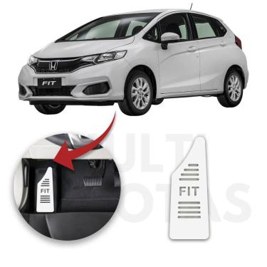 Imagem de Descanso de pé honda new fit 2015 a 2021 aço escovado prata