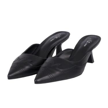Imagem de Scarpin Tamanco Feminino Bico Fino Salto Baixo Couro Not Me (Preto, BR, Adulto, Numérico, 38)