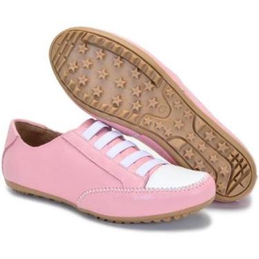 Imagem de Tênis feminino Mocatênis Elástico Bella Dama em Couro Legítimo com Branco Confortável-Feminino