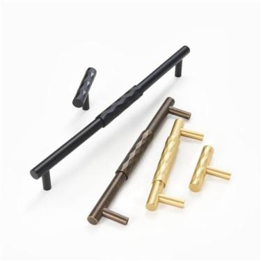 Imagem de Puxadores de móveis de bronze martelado puxa t-bar armário guarda-roupa caixa de sapato gaveta botão do armário, qbcf, xs, china