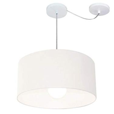 Imagem de Lustre Pendente com Desvio de Centro Cúpula Tecido 50x25 cm, Vivare Iluminação, Pendente4230 BR, Branco, Médio