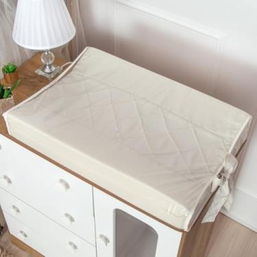 Imagem de Trocador De Cômoda Luxo Palha Anatômico 65x45cm Com Capa Plastificado Americano Baby Bebe Infantil Grande Ideal
