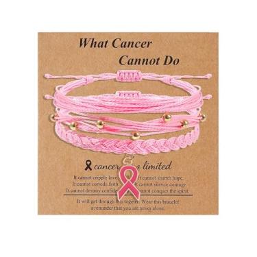 Imagem de LANWLOSI Pulseiras femininas de conscientização do câncer de mama para mulheres presentes de sobrevivência do câncer de mama acessórios de conscientização do câncer de mama presentes para mulheres,