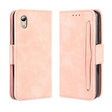Imagem de Capa com compartimento para cartão para ZTE Blade A3 Lite, capa flip de couro para ZTE Blade A3 Lite, capa magnética retrô para celular, capa carteira com compartimentos para cartão