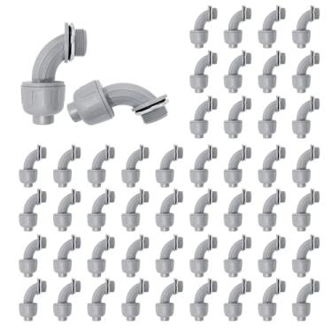Imagem de Feotech Conector líquido apertado de 3/10.2 cm – Pacote com 50 acessórios de conduíte elétrico de PVC Conectores flexíveis de 90 graus para casa, cozinha e banheiro