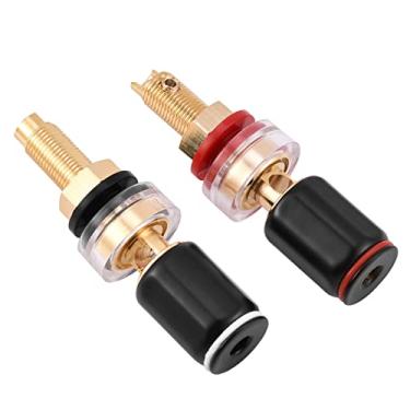 Imagem de KIMISS Speaker Binding Post, 2 pcs Black &Red Free Welding Copper Speaker Amplifier Terminal for 4mm Banana Plug