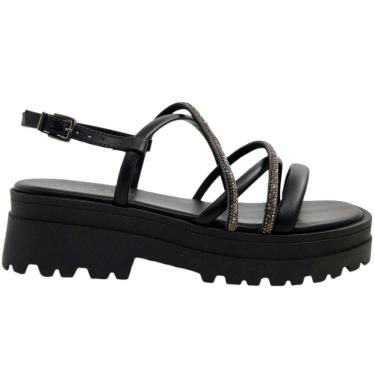 Imagem de Sandália Tratorada Feminina Bico Quadrado com Strass Ramarim 2438203