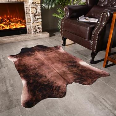 Imagem de Easycozy Tapete elástico grosso de couro sintético de vaca grande, 9,5 x 1,2 m para quarto, sala de estar, escritório em casa, decoração ocidental