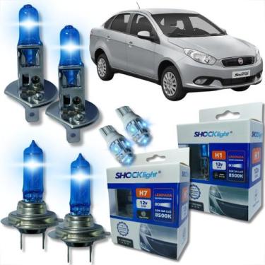 Imagem de Kit lâmpada shocklight super branca farol alto baixo e lanterna h1 h7 