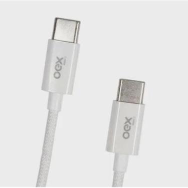 Imagem de Cabo de dados usb tipo-c para usb tipo-c 1m candy 30w ce206 branco oex