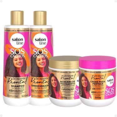Imagem de Salon Line Sos Cachos De Repente Pronta!: Shampoo, Condicionador, Máscara e Creme para Pentear