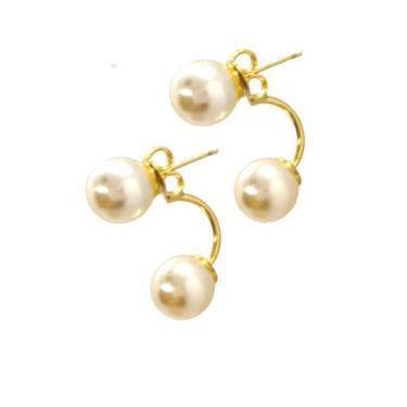 Imagem de Brinco Banhado a Ouro 18k Grace Kelly 2 Pérolas 8mm - Butique da Belez