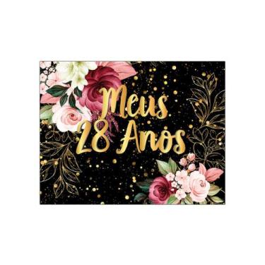 Imagem de Painel de Festa Horizontal 1,55 X 1,20 - Meus 28 Anos Floral Efeito Br