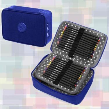 Imagem de Estojo Escolar Feminino Quadrado Oxford Tactel Grande Com Divisórias L