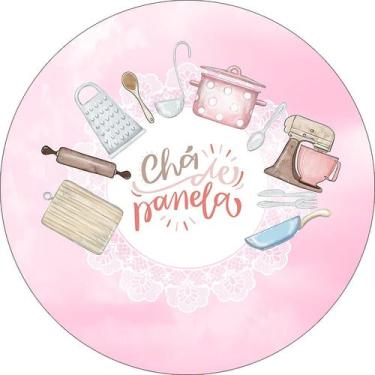 Imagem de Painel De Festa Redondo 1,50x1,50 - Chá de Panela Rosa com Renda 024 -