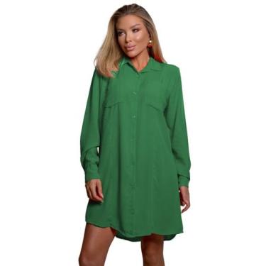 Imagem de Saída De Praia Camisa Longa Camisão Chemise Com Bolso Manga Longa - Gi