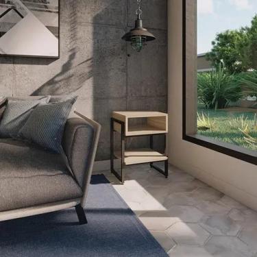Imagem de Mesa Lateral Estilo Industrial, em AÇO/MDF Características principais 