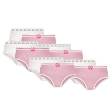 Imagem de Kit Com 10 Calcinhas Infantil Lisa Básica Selene Infanto Juvenil Para 