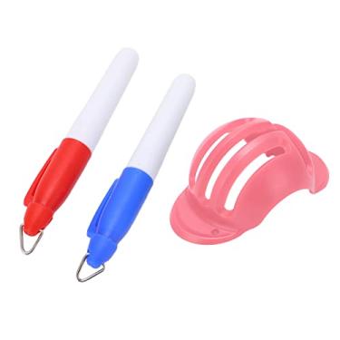 Imagem de GLOGLOW Estêncil de marcador de trilha tripla para alinhamento, dispositivo portátil de desenho de linha para fácil marcação, adequado para entusiastas, material plástico (rosa)