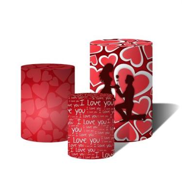 Imagem de Trio Capas Para Cilindro Versátil Dia dos Namorados I love You Coraçõe
