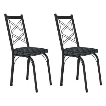 Imagem de Kit 2 Cadeiras de Cozinha Delaware Estampado Mosaico Silver Pés de Fer