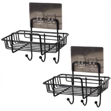Imagem de 2 Suporte Escorredor Adesivo Metal Porta Sabonete Banheiro - Spider