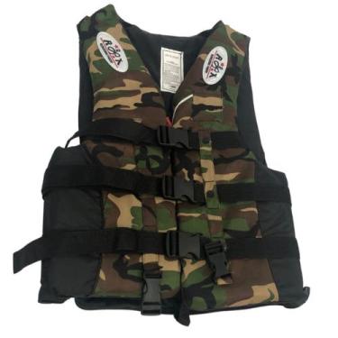 Imagem de Colete Flutuador 80Kg a 90Kg Adulto Camuflado Bolso e Apito - Têxtil S