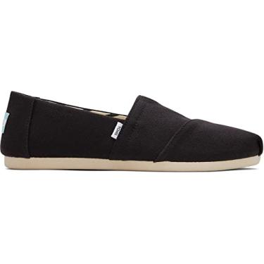 Imagem de TOMS Tênis feminino Alpargata Recycled Slip-On - Largura Larga Preto 7 W, Lona de algodão reciclado preta, 7 Wide