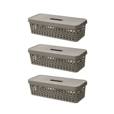 Imagem de Kit Conjunto 3 Caixa Moderna Organizador 3,6 Litros Com Tampa Decorati