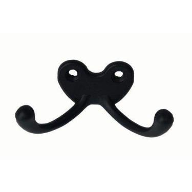 Imagem de Kit 12 Cabides P/ Roupa Ganchos Duplos Metal - Telis Ferragens, Preto 