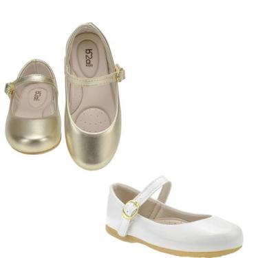 Imagem de Kit 2 pares sapatilha infantil menina b2a kids 9001 dourado branco, 19