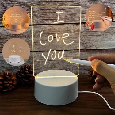 Imagem de Luminária de Escrever Abajur Led Quadro de Notas Anotações Acrílico Es