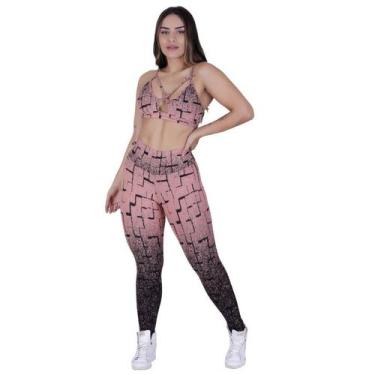 Imagem de Conjunto Fitness Calça Legging Feminina Degrade + Top Tiras Bojo Orbis