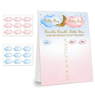 Imagem de Jogo de festa revelação de gênero para meninos ou meninas - Azul e rosa Gênero Revelar Voting Poster Board com adesivos Gênero Revelar Party Games Kit - 30 x 43 cm