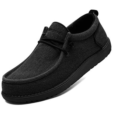 Imagem de ITAZERO Sapatos masculinos extra largos – 4E a 5E bico largo para homens 2GG largura larga pés inchados – Mocassins masculinos e slip-ons com palmilha de suporte de arco para fascite plantar, Lona