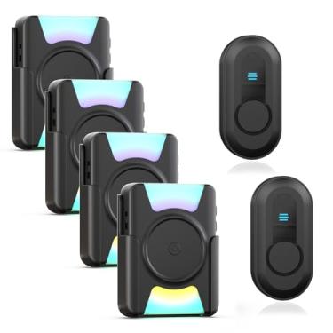 Imagem de CallToU Campainha para deficientes auditivos, kit de campainha de porta à prova d'água de 305 m sem fio com vibração silenciosa e luz de flash, 2 botões de pressão + 4 receptores portáteis para
