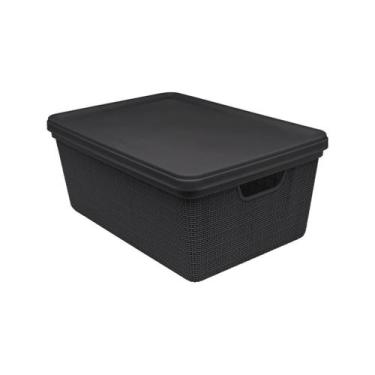 Imagem de Caixa Organizadora Retangular Com Tampa Juta 15 Litros - Jaguar, Preto